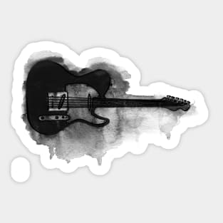 black and white electric guitar Sticker